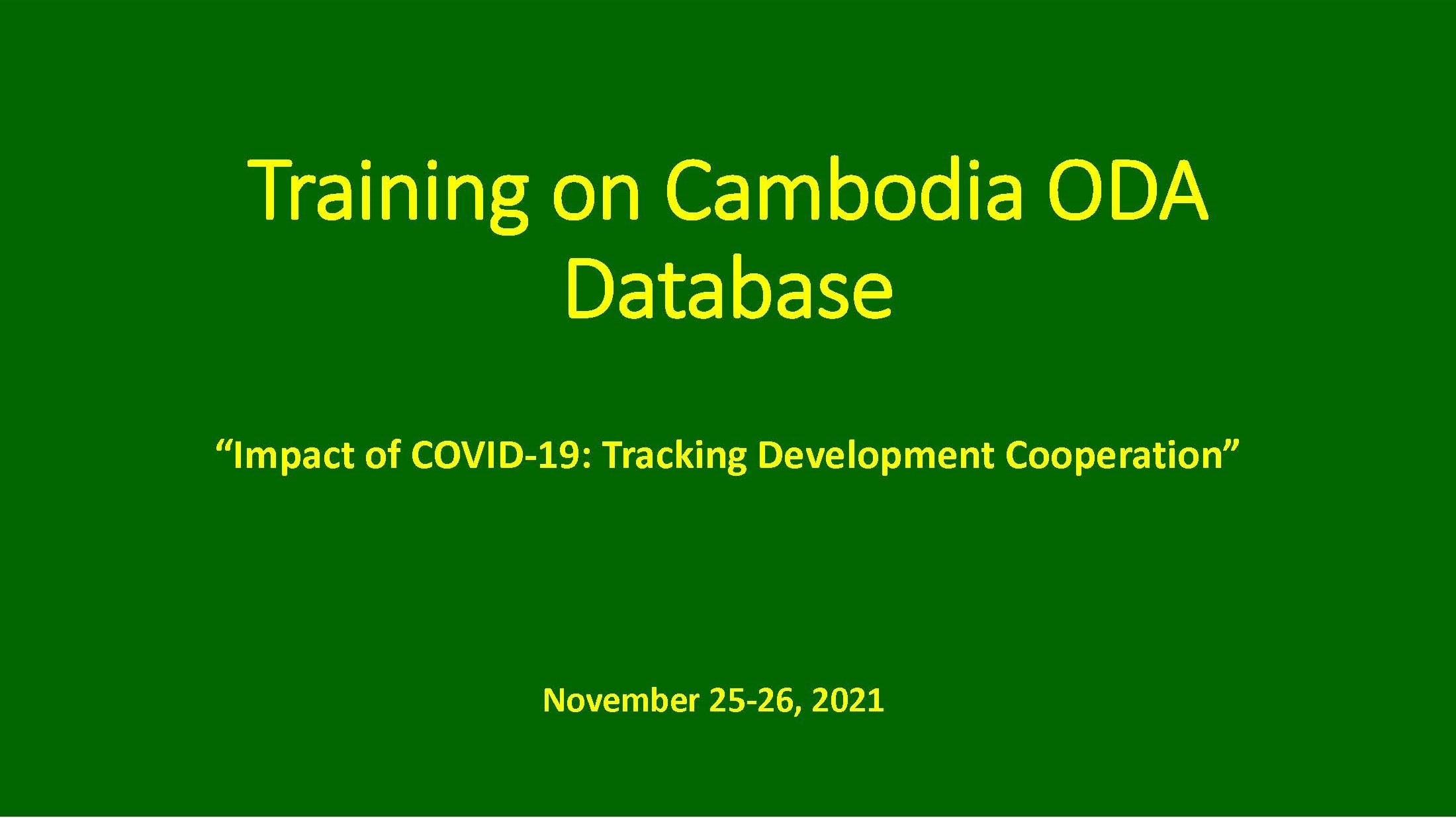 2021 Cambodia ODA Database Training